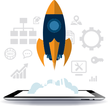 一个火箭在飞行的例子，以显示如何SEO可以帮助您快速发展您的业务。